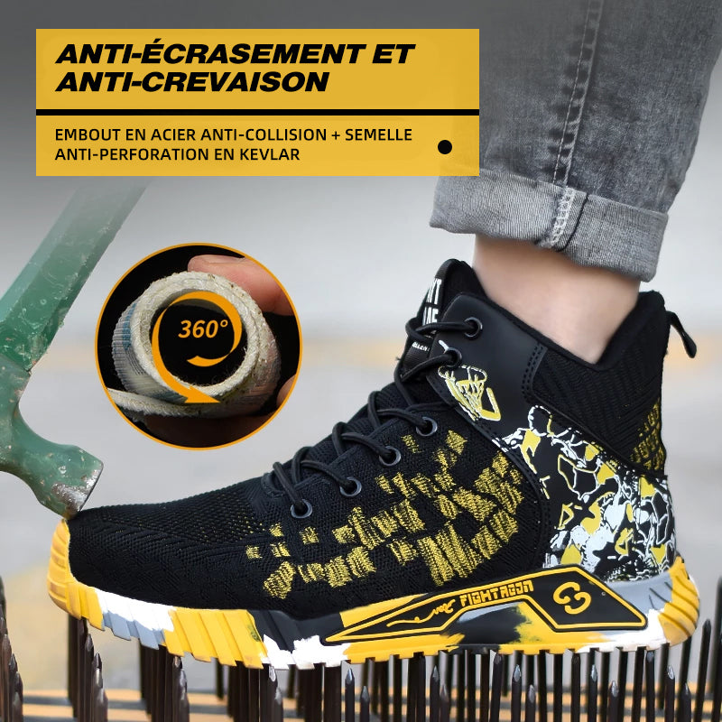 Fanmalls Chaussures de sécurité S3 - Anti-écrasement et anti-perforation, protection des chevilles