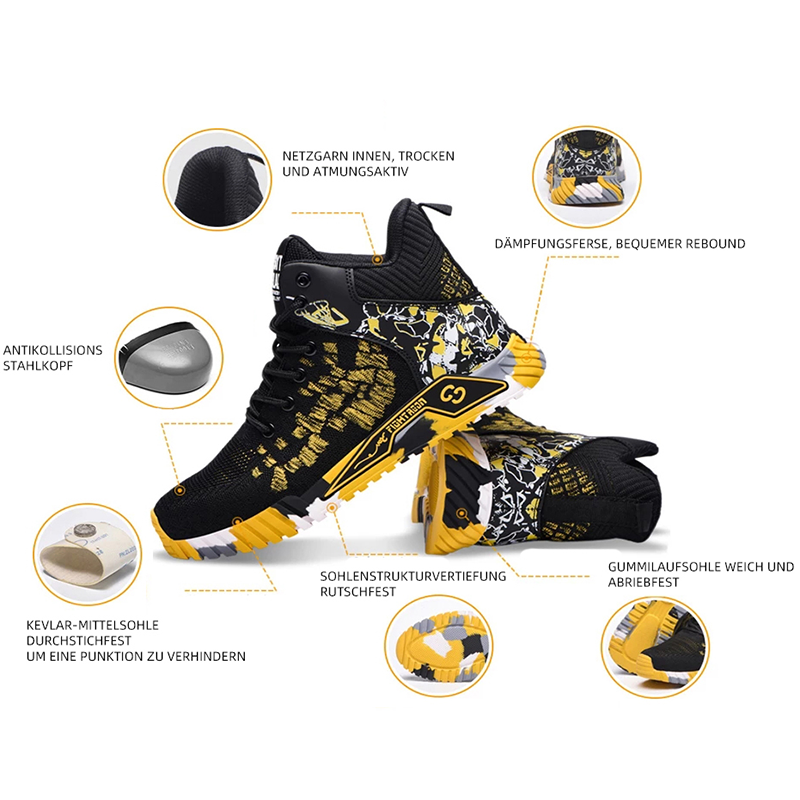 Fanmalls Chaussures de sécurité S3 - Anti-écrasement et anti-perforation, protection des chevilles