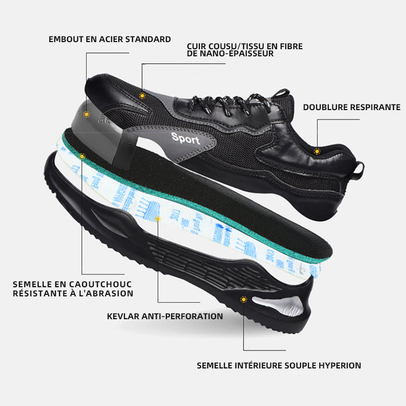 Chaussures de sécurité Fanmalls avec protection des orteils, résistantes à l'abrasion et aux perforations