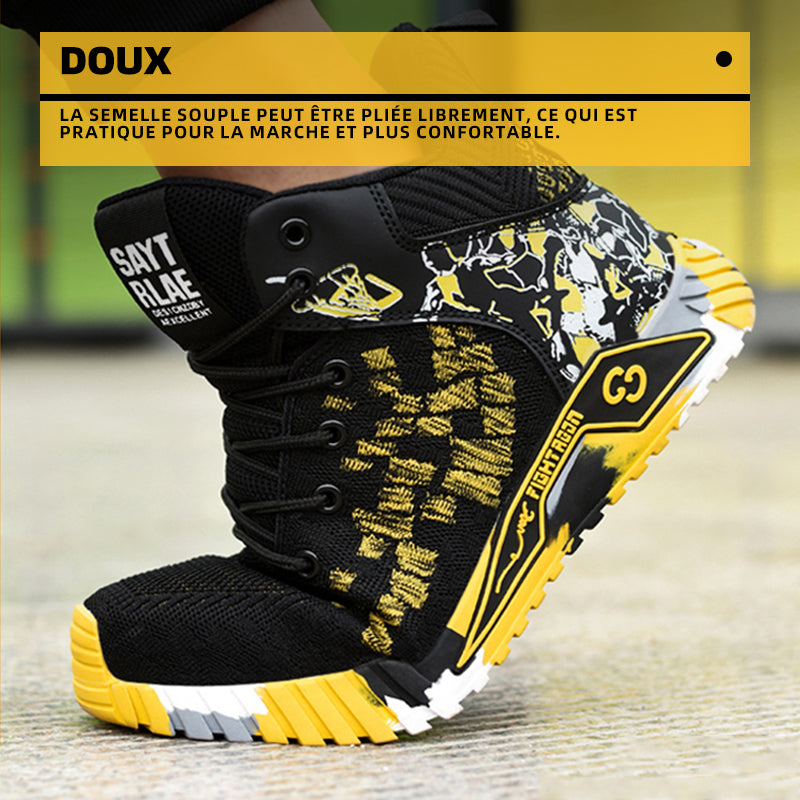 Fanmalls Chaussures de sécurité S3 - Anti-écrasement et anti-perforation, protection des chevilles