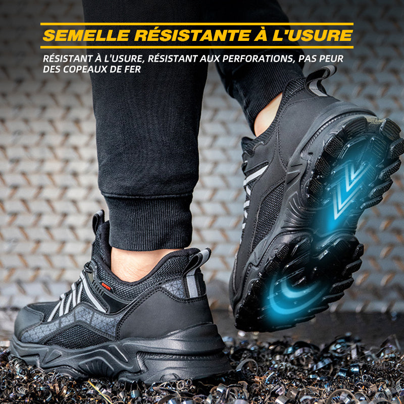 Chaussures de sécurité de travail résistantes aux chocs, respirantes et résistantes à l'abrasion de Fanmalls