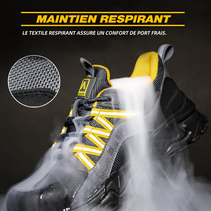 Chaussures de sécurité de travail résistantes aux chocs, respirantes et résistantes à l'abrasion de Fanmalls