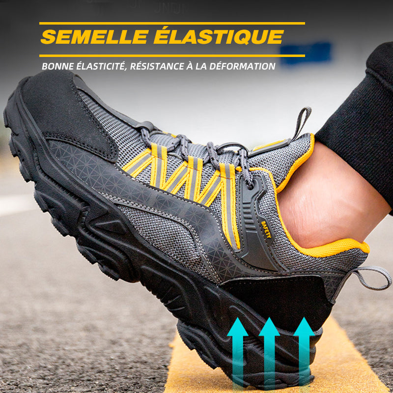 Chaussures de sécurité de travail résistantes aux chocs, respirantes et résistantes à l'abrasion de Fanmalls